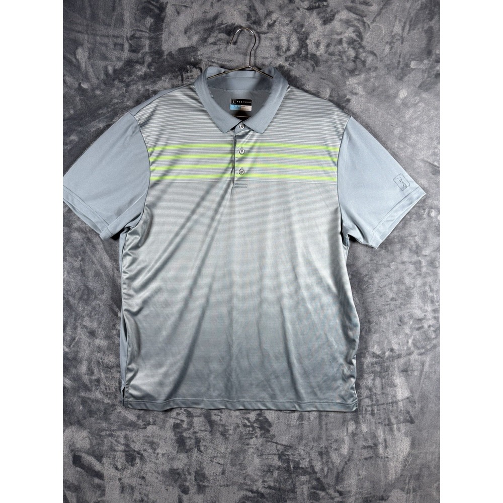 PGA TOUR Pro Series gray Green athletic short sleeve golf polo shirt men's 2XL